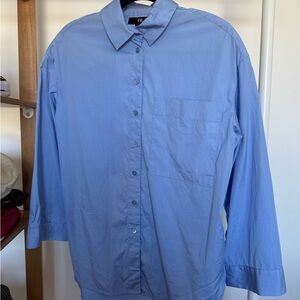 Banana Republic Blue Button-Up 3/4-Sleeve Shirt